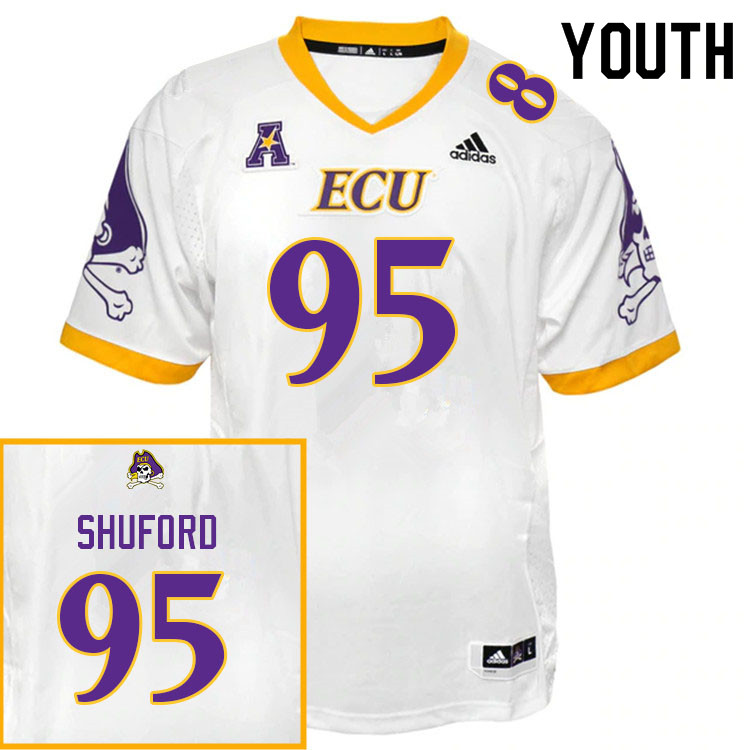 Youth #95 Jason Shuford ECU Pirates College Football Jerseys Sale-White - Click Image to Close